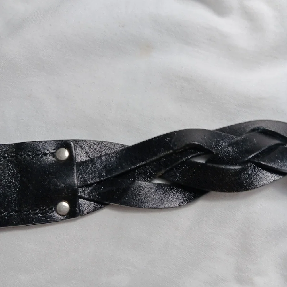 Carhartt XL Rugged Braided Cowhide Leather Belt Mens Black Workwear Casual GUC